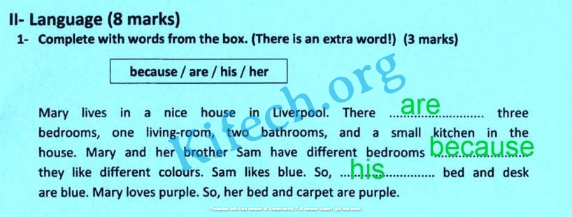 امتحان الانجليزية السيزيام 2021 اصلاح