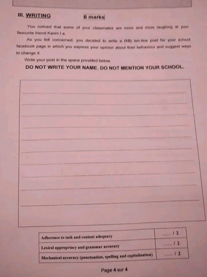 Writing concours 9eme 2022 anglais مناظرة التاسعة