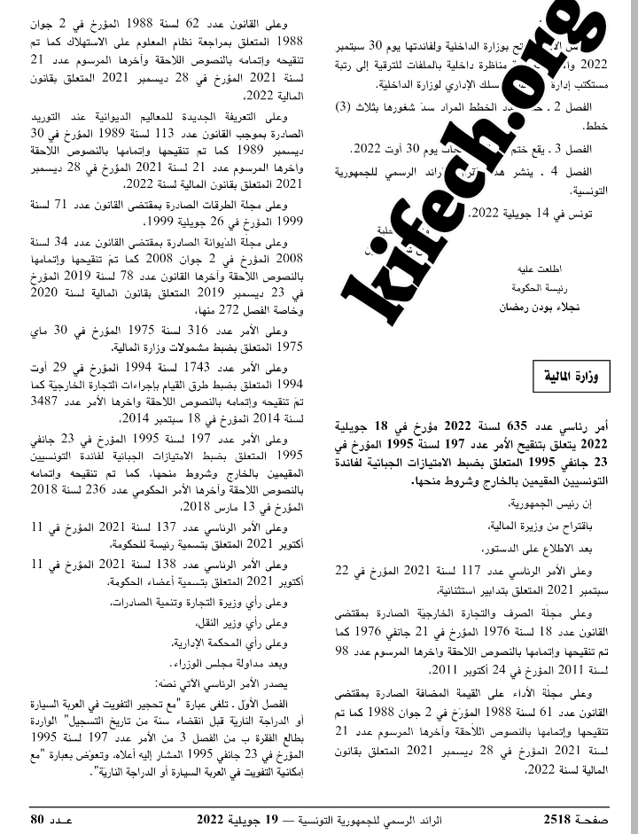 قانون fcr الجديد 2022 تونس