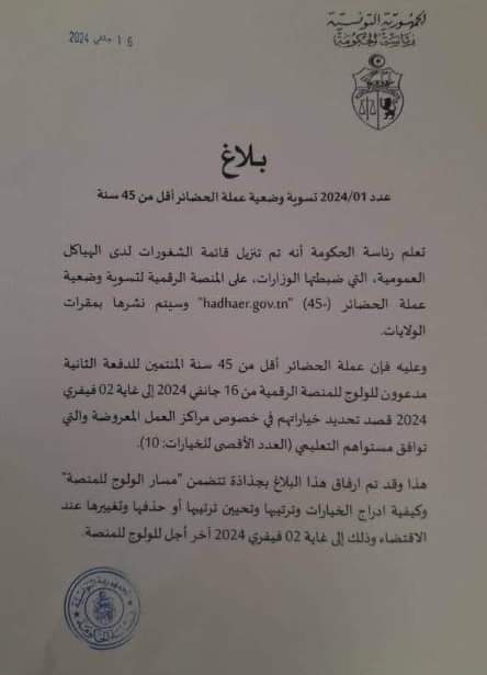 تسوية وضعية عمال الحضائر 2024