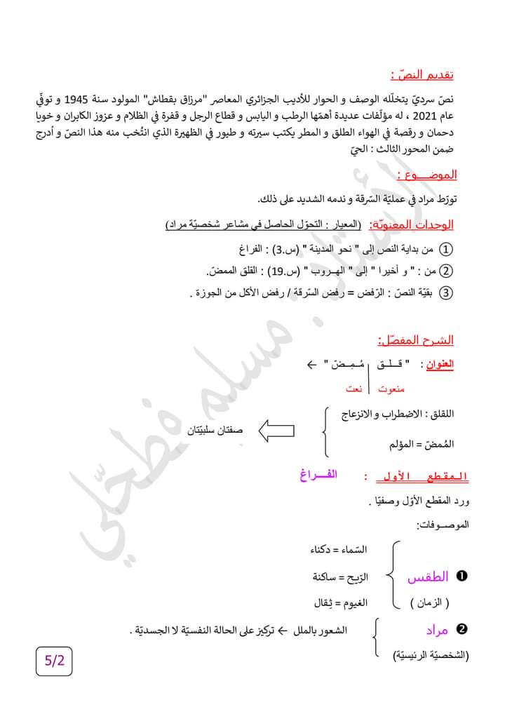 شرح نص قلق ممض 7 اساسي