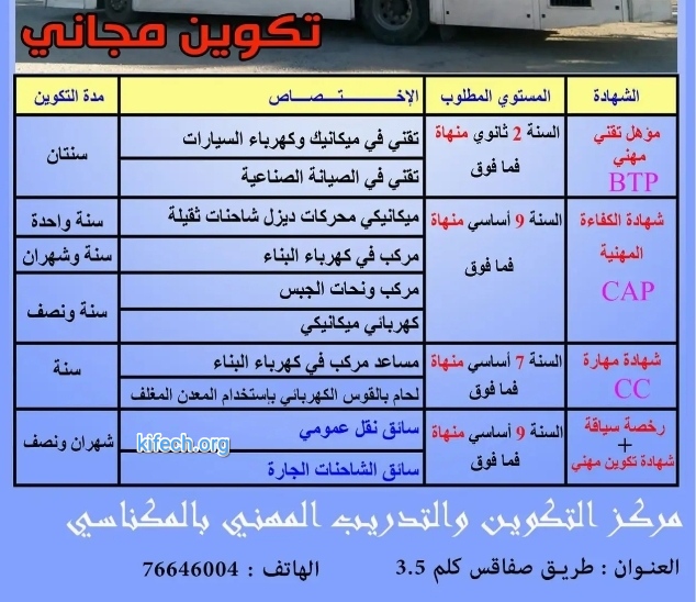 تكوين في سياقة الشاحنات الثقيلة في المكناسي 2024 2025