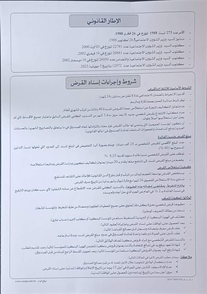 شروط الحصول على قروض الصندوق الوطني للتقاعد والحيطة الاجتماعية 2024 cnrps